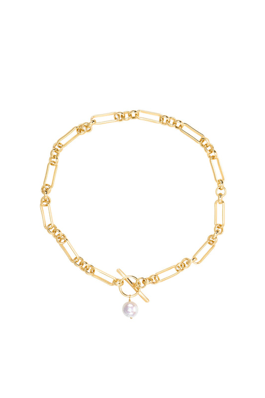 Arctic Fox & Co - Molten Chunky Chain Pearl Necklace, Gold