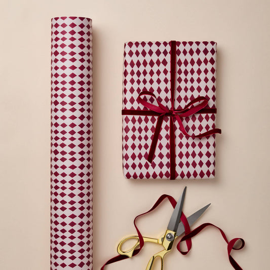 Katie Housley - Christmas Gift Wrap, Red Harlequin