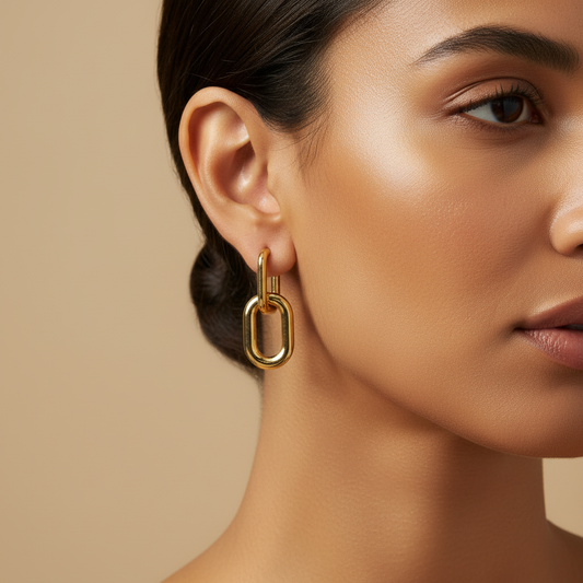 Gold Lunar -  Chunky Link Loop Hoops