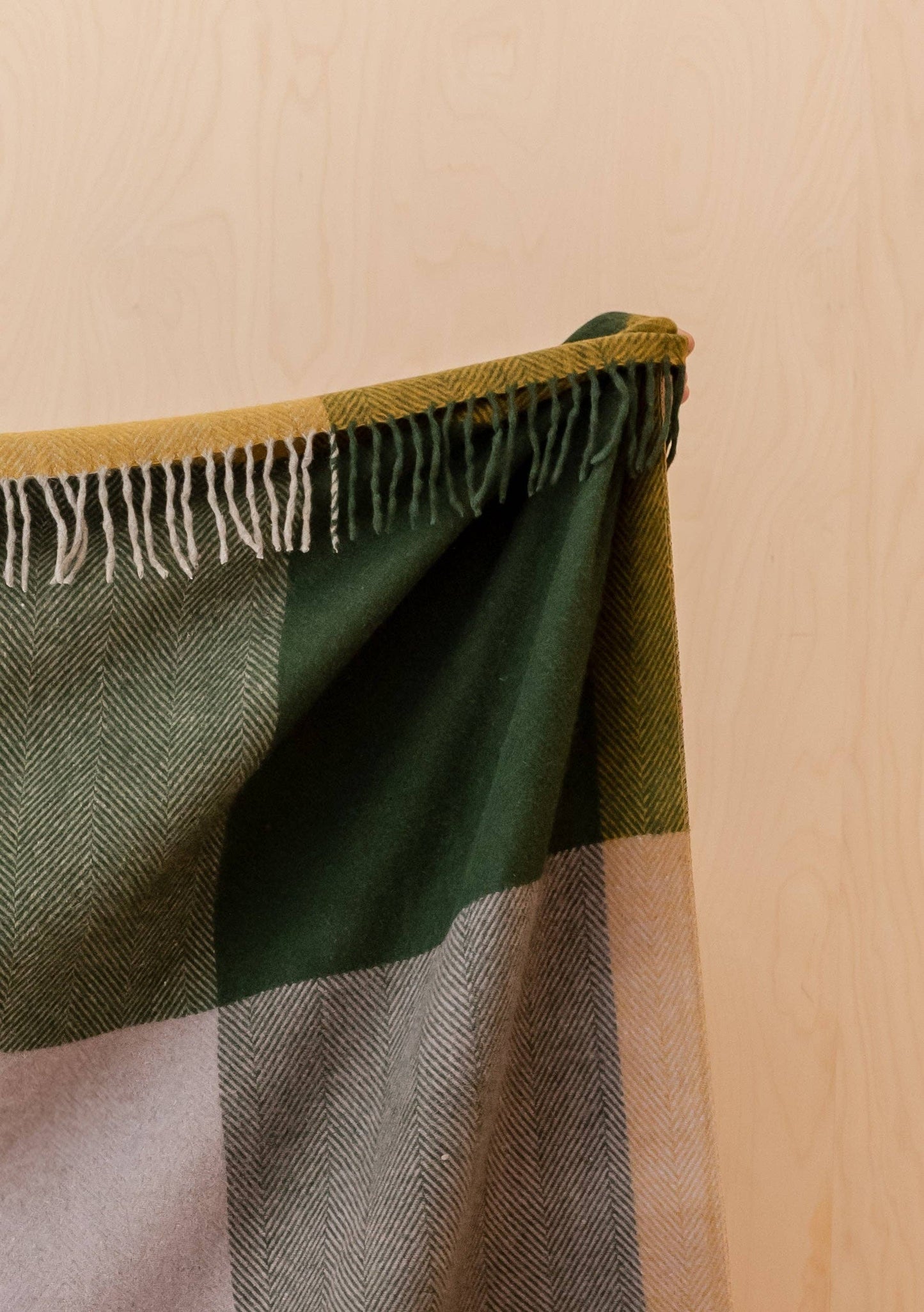TBCo - Recycled Wool Blanket, Green Frame Check
