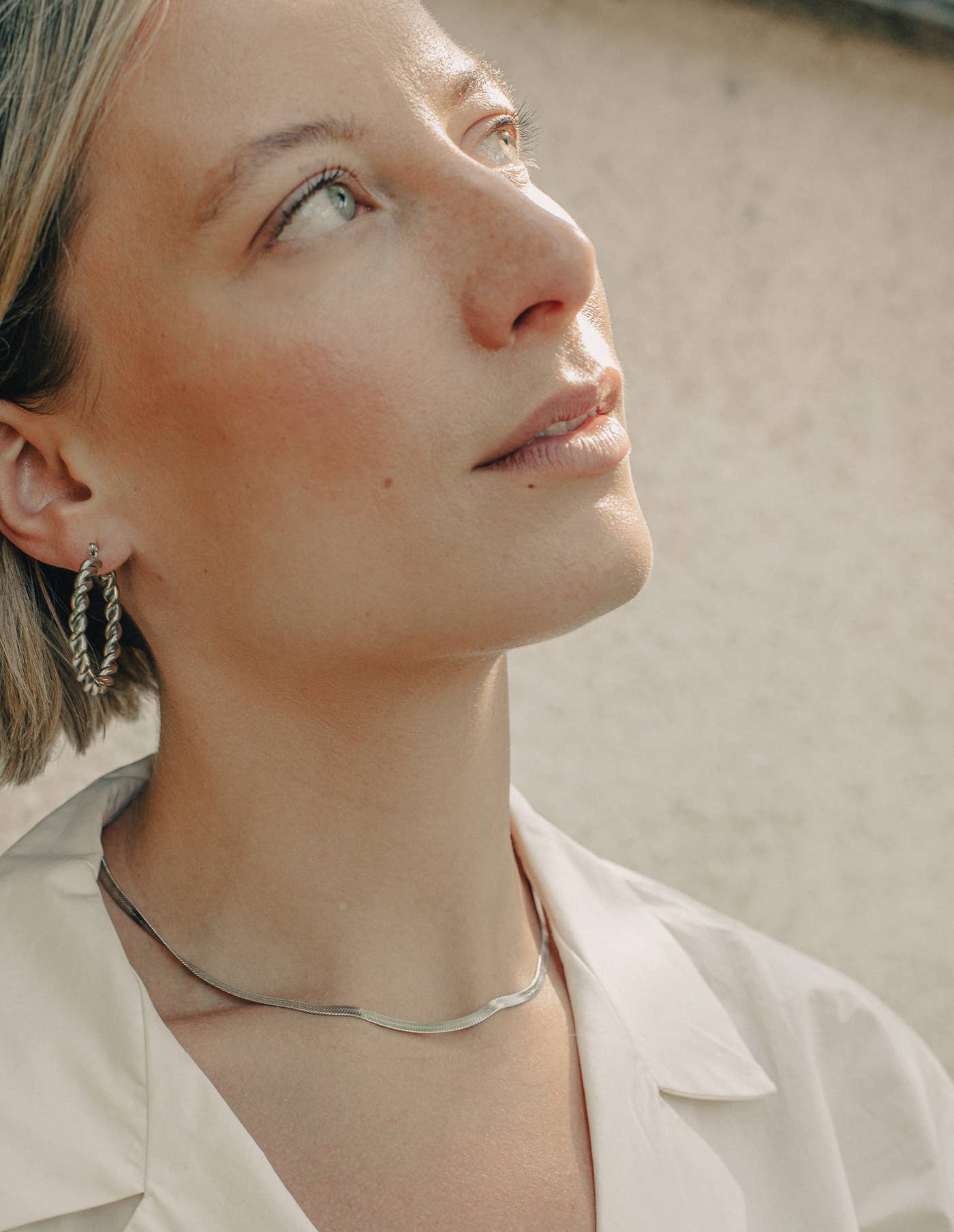 Nordic Muse - Silver Snake Chain Choker Necklace, Waterproof