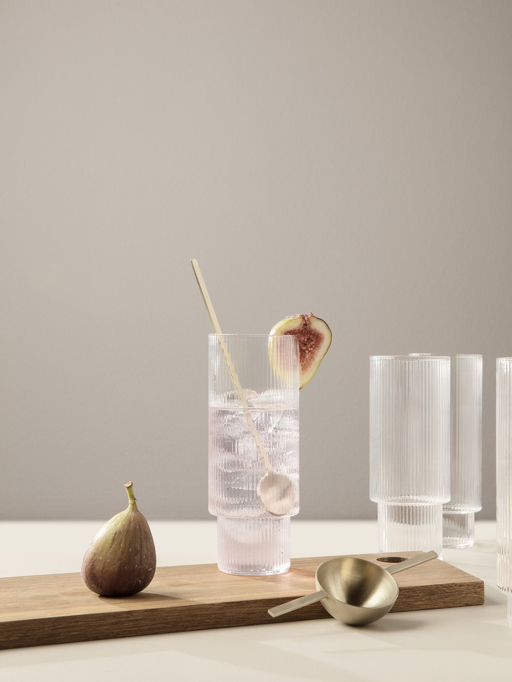 Ferm Living Ripple Long Drink Glass (Set of 4) - Clear