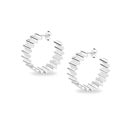 Olivia Taylor - Statement Ondulée Hoops, Silver