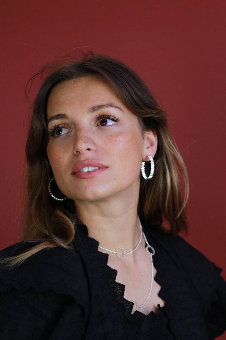Olivia Taylor Large Ondulee Hoops - Silver