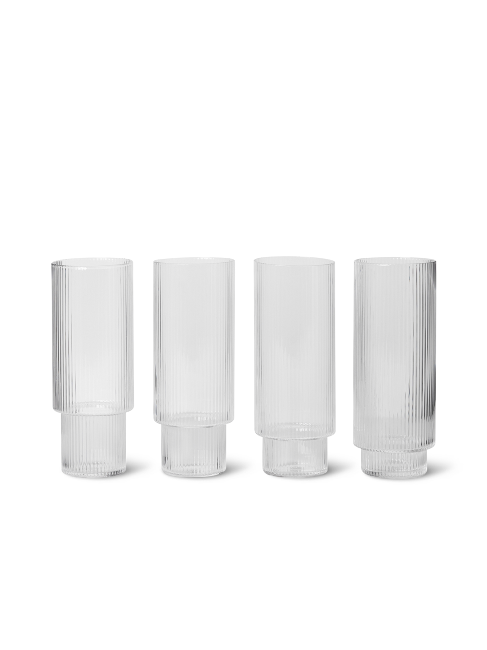 Ferm Living Ripple Long Drink Glass (Set of 4) - Clear