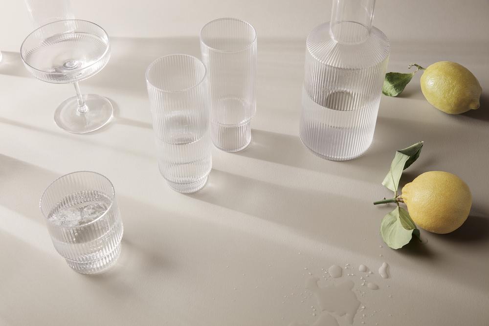 Ferm Living Ripple Long Drink Glass (Set of 4) - Clear